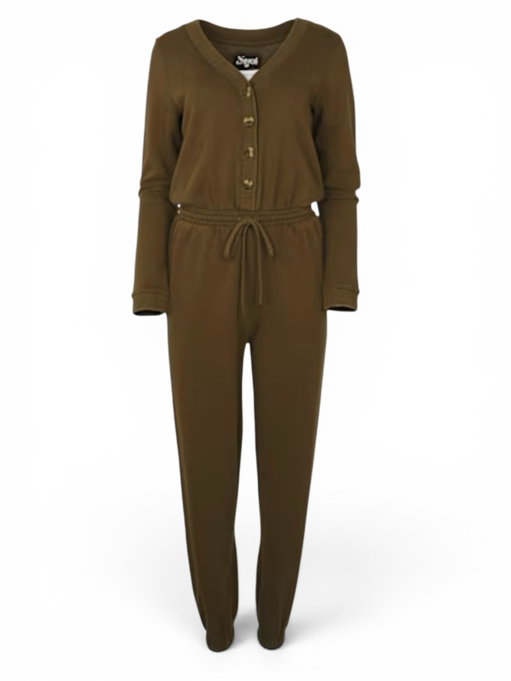 Natural Reflections Olive Green Long-Sleeve Button Jumpsuit